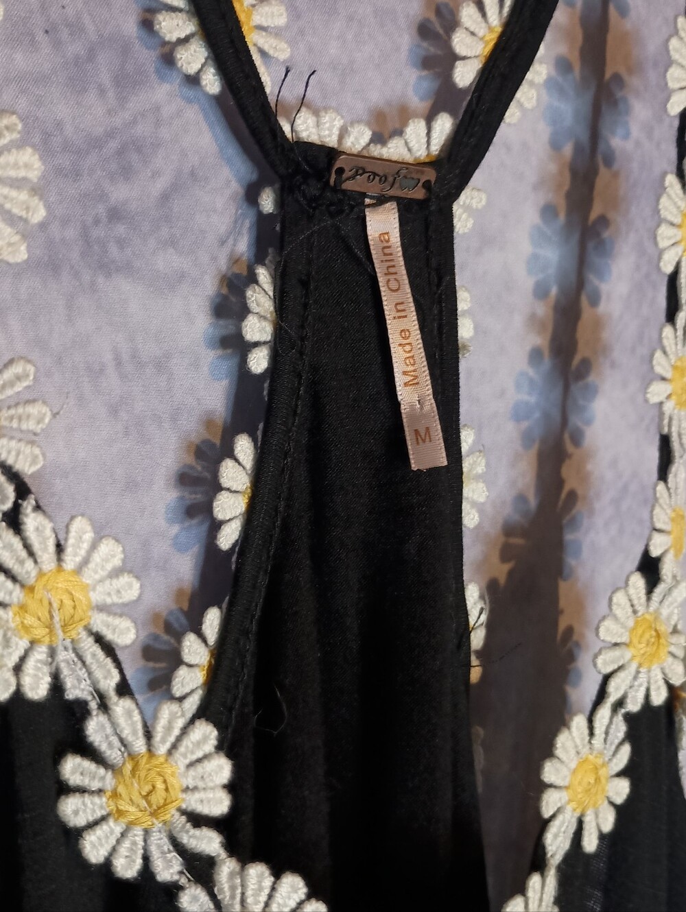Poof! Lightweight Embroidered Daisy Crop Racerback Tank Top - Picture 3 of 5